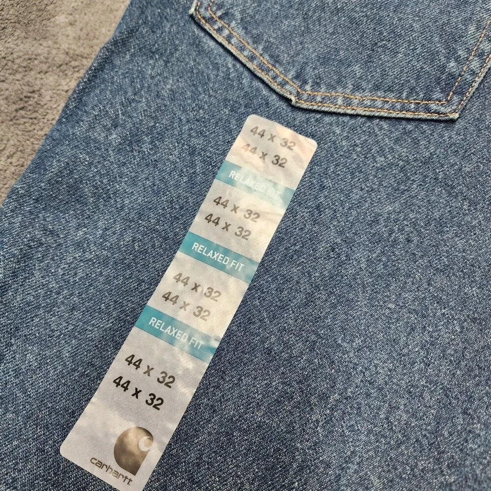 NWT Carhartt Relaxed Fit B460 DVB Men’s Blue Denim Jeans size 44 x 32 - Picture 4 of 11